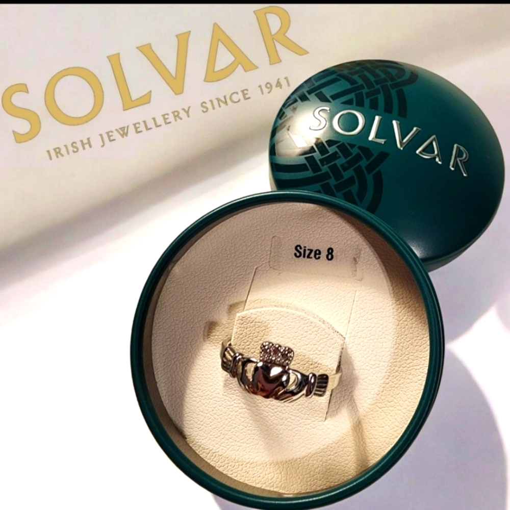 NEW! Solvar Sterling Silver Ladies Claddagh Ring Size 8